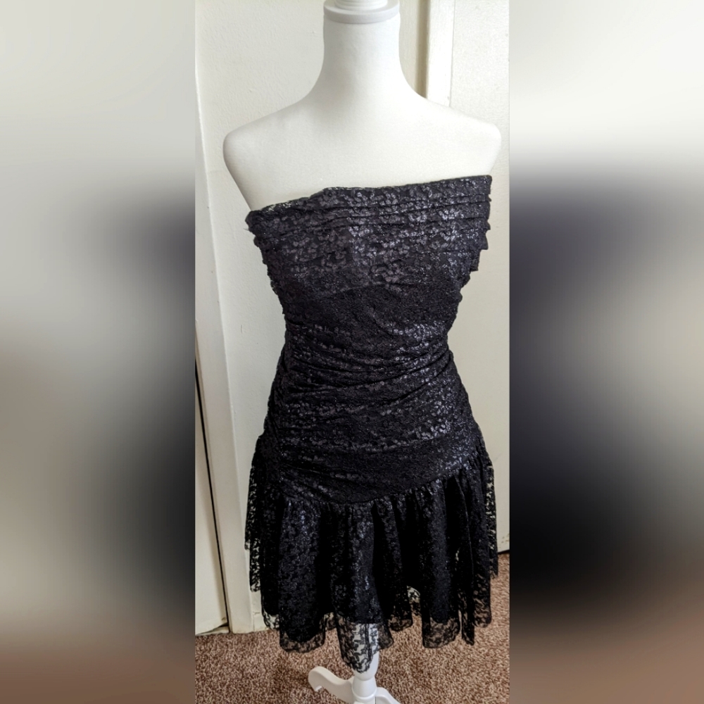 Black laced tube dress